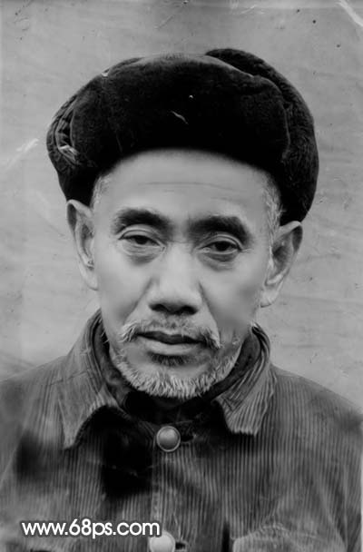 PS磨皮和调色处理修复黯淡发黄的黑白老照片