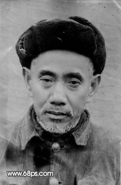 PS磨皮和调色处理修复黯淡发黄的黑白老照片